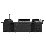 Forno All Aperto 99,600 BTU Outdoor Kitchen, 5 Burners, Infrared Burners, Side Burner, Black Sintered Stone Countertops, Gas Pizza Oven, Sink Module, Bar & Beverage Center
