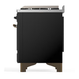 ILVE UM60FQNR3BKBLP Majestic III 60 inch Dual Fuel Range with 9 Burners and Griddle, Dual Function Burner up to 25,000 BTU (Liquid Propane, Solid Door, Glossy Black, Burnished)