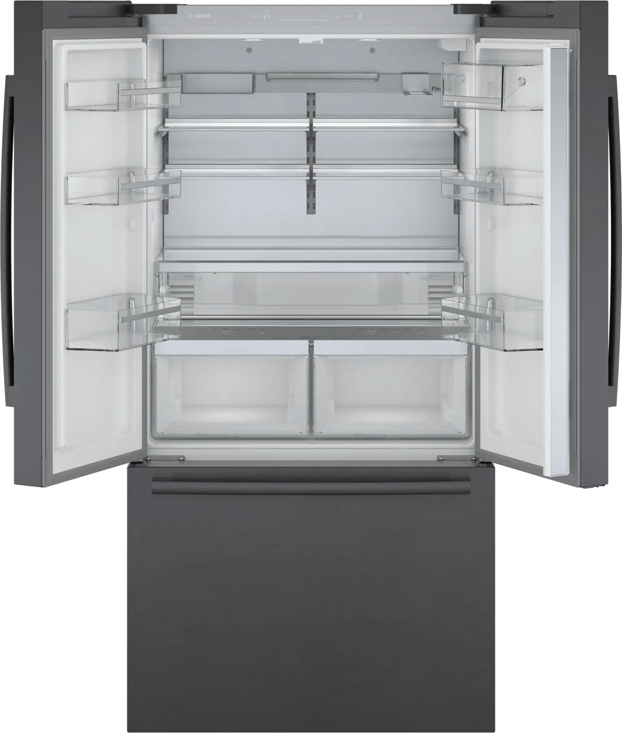 800 Series French Door Bottom Mount Refrigerator 36" Black Stainless Steel