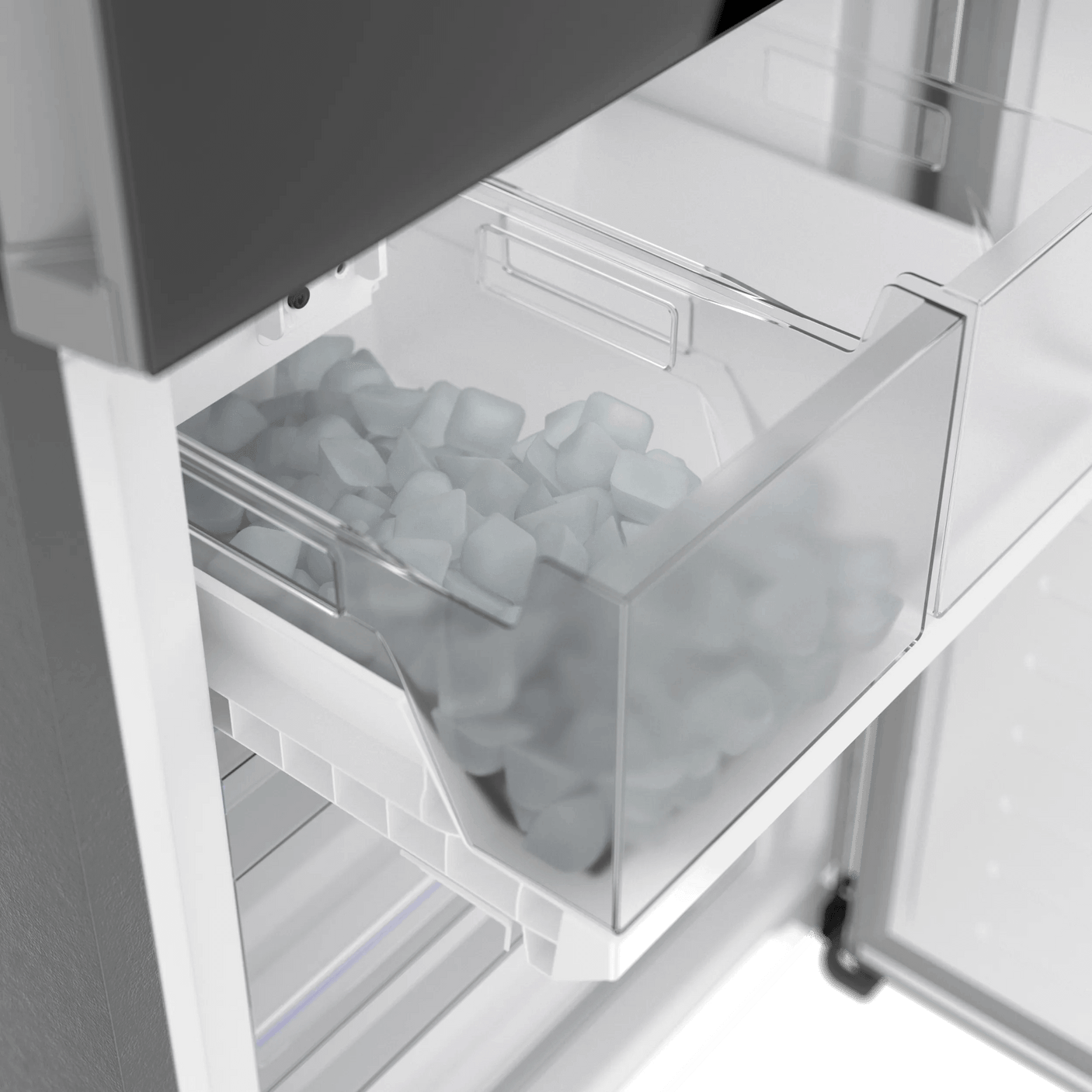800 Series Free-standing fridge-freezer with freezer at bottom, glass door 24" Black, Total No Frost