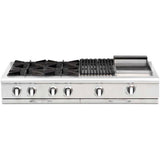 48" Gas Range Top with 6 Open Burners & 12" Thermo-Griddle