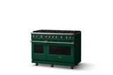 48"W. Sealed Burner Gas Range (Burner: 8b, Finish: Ivy, Trim: Brushed Brass, Fuel: Natural Gas)