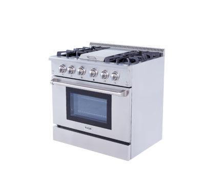 36 Inch Professional Gas Range With Griddle In Stainless Steel