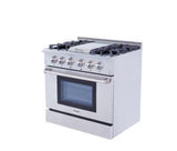 36 Inch Professional Gas Range With Griddle In Stainless Steel