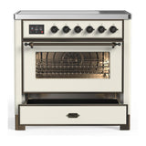 ILVE UMIB36NR3AWB Majestic III 36 inch Induction Range with 6 Elements, 3.5 cu. ft. Total Oven Capacity (Triple Glass Door, Antique White, Burnished)