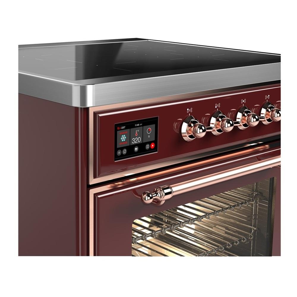 ILVE UMIB30NR3BUP Majestic III 30 inch Induction Range with 4 Elements, 4 cu. ft. Oven Capacity (Triple Glass Door, Burgundy, Copper)