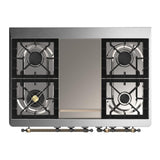 ILVE UMD40FNR3BGB Majestic III 40 inch Dual Fuel Range with 6 Burners and Griddle, Dual Function Burner up to 25,000 BTU (Natural Gas, Triple Glass Door, Blue Grey, Burnished)