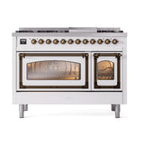 ILVE UN48FNMPRAB Nostalgie II Noblesse 48 inch Dual Fuel Range (8 Sealed Burners + Griddle, Natural Gas, Triple Glass Door, RAL, Burnished)