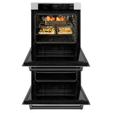 ZLINE 30 in. Autograph Edition Professional True Convection Double Wall Oven with Air Fry and Self Clean in DuraSnow' Stainless Steel with Matte Black Handles (WADSZ-30-MB)