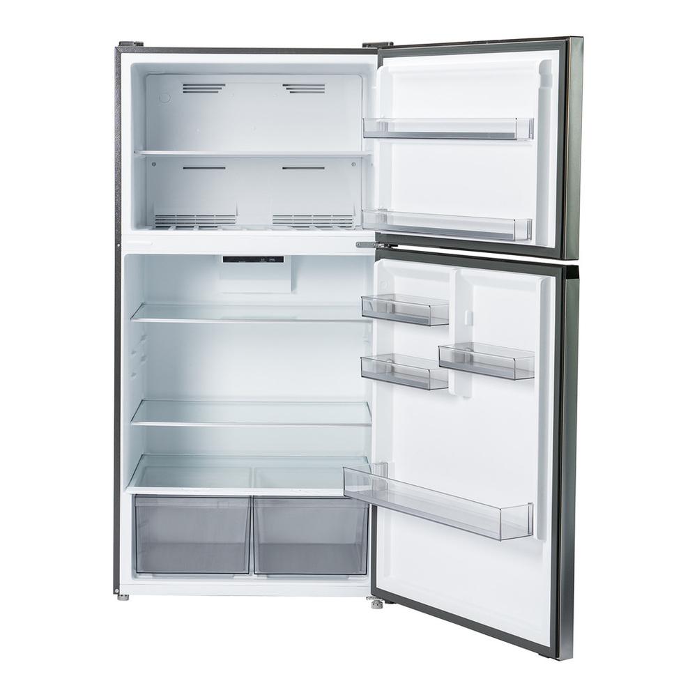 Verona VEFTF3324RBK 33 inch Top Freezer Refrigerator with 24 cu. ft. Total Capacity, Reversible Doors, Recessed Handle, Energy Star (Black)