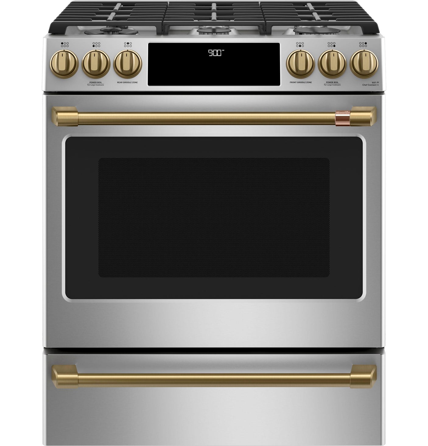 Café™ 30" Smart Slide-In, Front-Control, Dual-Fuel Range with Warming Drawer