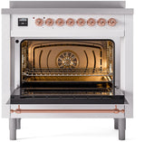 Nostalgie II 36 Inch Electric Freestanding Range in White with Copper Trim