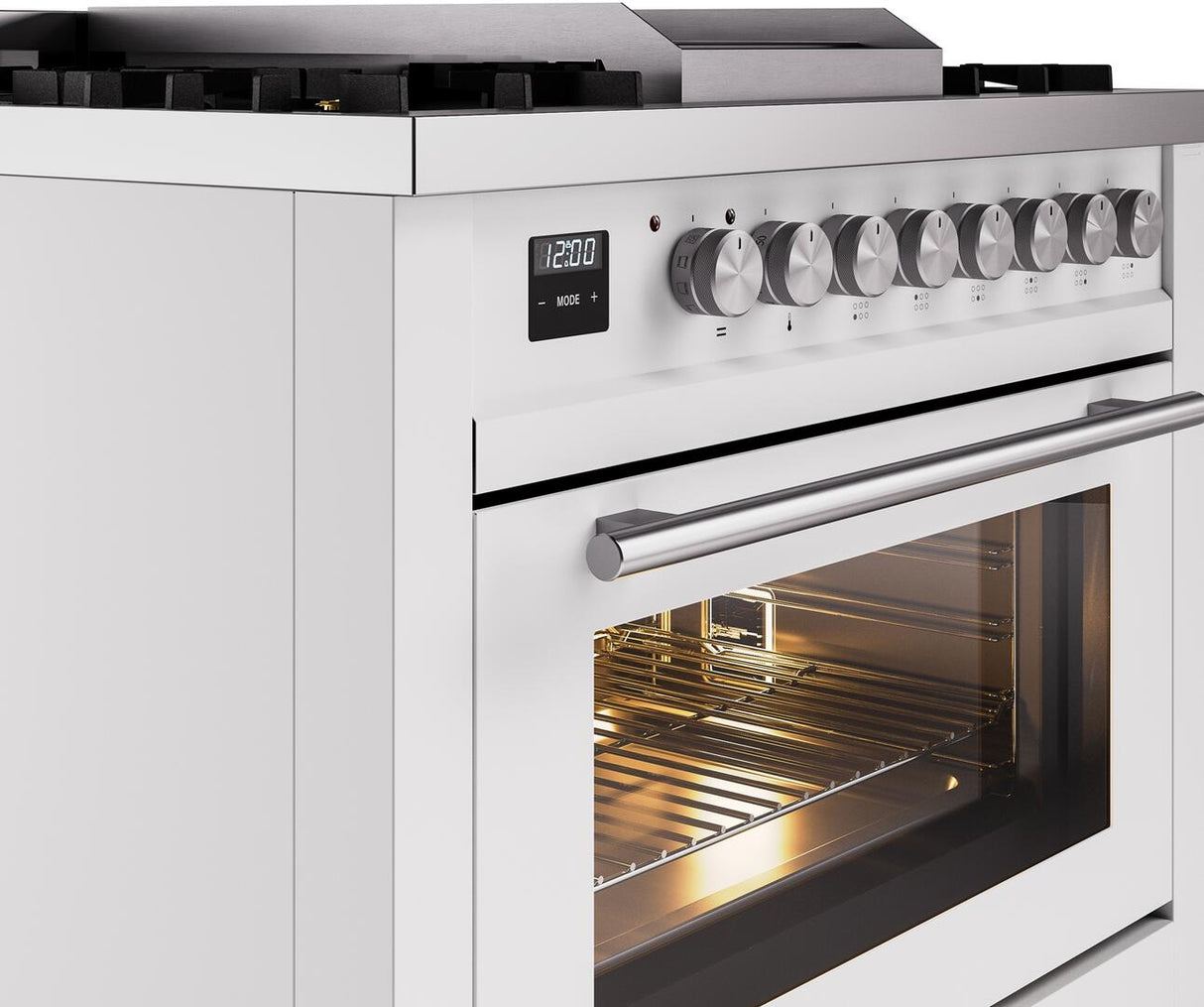 Professional Plus II 36 Inch Dual Fuel Natural Gas Freestanding Range in White with Trim