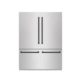 ZLINE Autograph Edition 60 in. 32.2 cu. ft. French Door Built-In Bottom Freezer Refrigerator with Water Dispenser and Ice Maker in DuraSnow' Stainless Steel with Graphite Gray Interior and Matte Black Accents (GRBIVZ-SN-60-MB)