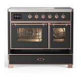 ILVE UMDIB40NR3MGP Majestic III 40 inch Induction Range with 6 Elements, 3.82 cu. ft. Total Oven Capacity (Triple Glass Door, Graphite Matte, Copper)