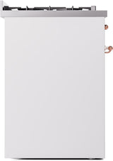Nostalgie II 30 Inch Dual Fuel Natural Gas Freestanding Range in White with Copper Trim