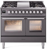 Professional Plus II 40 Inch Dual Fuel Natural Gas Freestanding Range in Matte Graphite with Trim