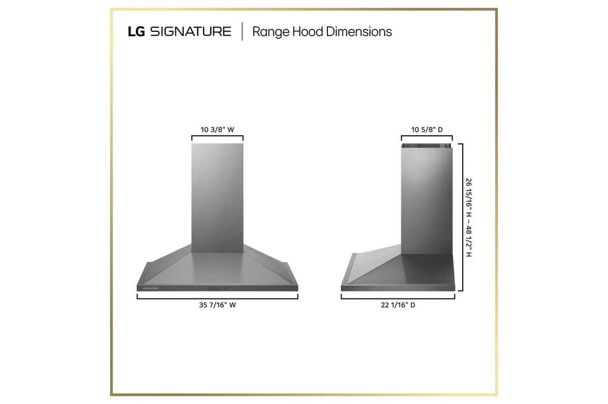 LG SIGNATURE 36 Inch Wall Mount Chimney Hood