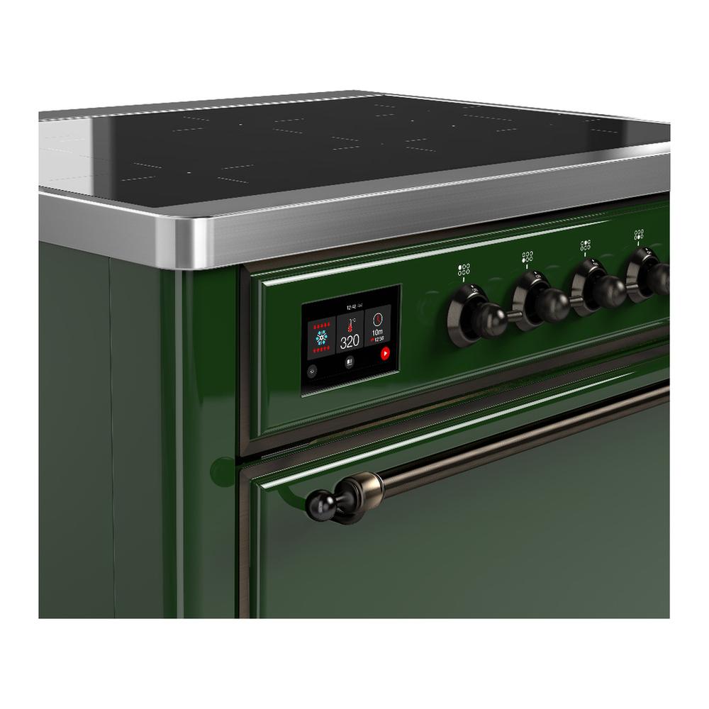 ILVE UMIB36QNR3EGB Majestic III 36 inch Induction Range with 6 Elements, 3.5 cu. ft. Total Oven Capacity (Solid Door, Emerald Green, Burnished)