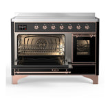 ILVE UMIB48NR3BKP Majestic III 48 inch Induction Range with 6 Elements, 5.02 cu. ft. Total Oven Capacity (Triple Glass Door, Glossy Black, Copper)