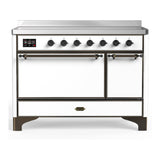 ILVE UMIB48QNR3WHB Majestic III 48 inch Induction Range with 6 Elements, 5.02 cu. ft. Total Oven Capacity (Solid Door, White, Burnished)