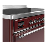 ILVE UMIB48QNR3BUC Majestic III 48 inch Induction Range with 6 Elements, 5.02 cu. ft. Total Oven Capacity (Solid Door, Burgundy, Chrome)