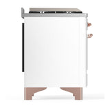 ILVE UM36FNR3WHP Majestic III 36 inch Dual Fuel Range with 6 Black Brass Burners and Griddle, Dual Function Burner up to 25,000 BTU (Triple Glass Door, White, Copper, Natural Gas)