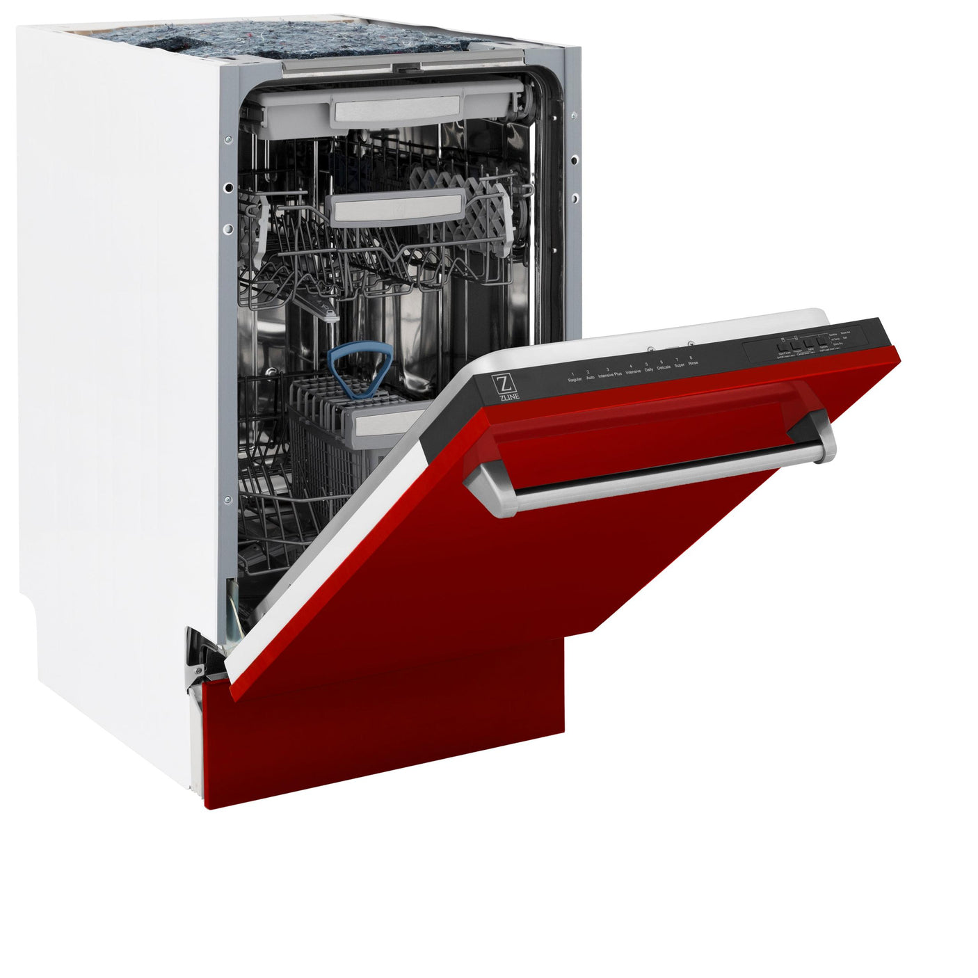 ZLINE 18" Tallac Series 3rd Rack Top Control Dishwasher with Traditional Handle, 51dBa [Color: Red Gloss]