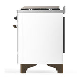 ILVE UM36FQNR3WHB Majestic III 36 inch Dual Fuel Range with 6 Black Brass Burners and Griddle, Dual Function Burner up to 25,000 BTU (Solid Door, White, Burnished, Natural Gas)
