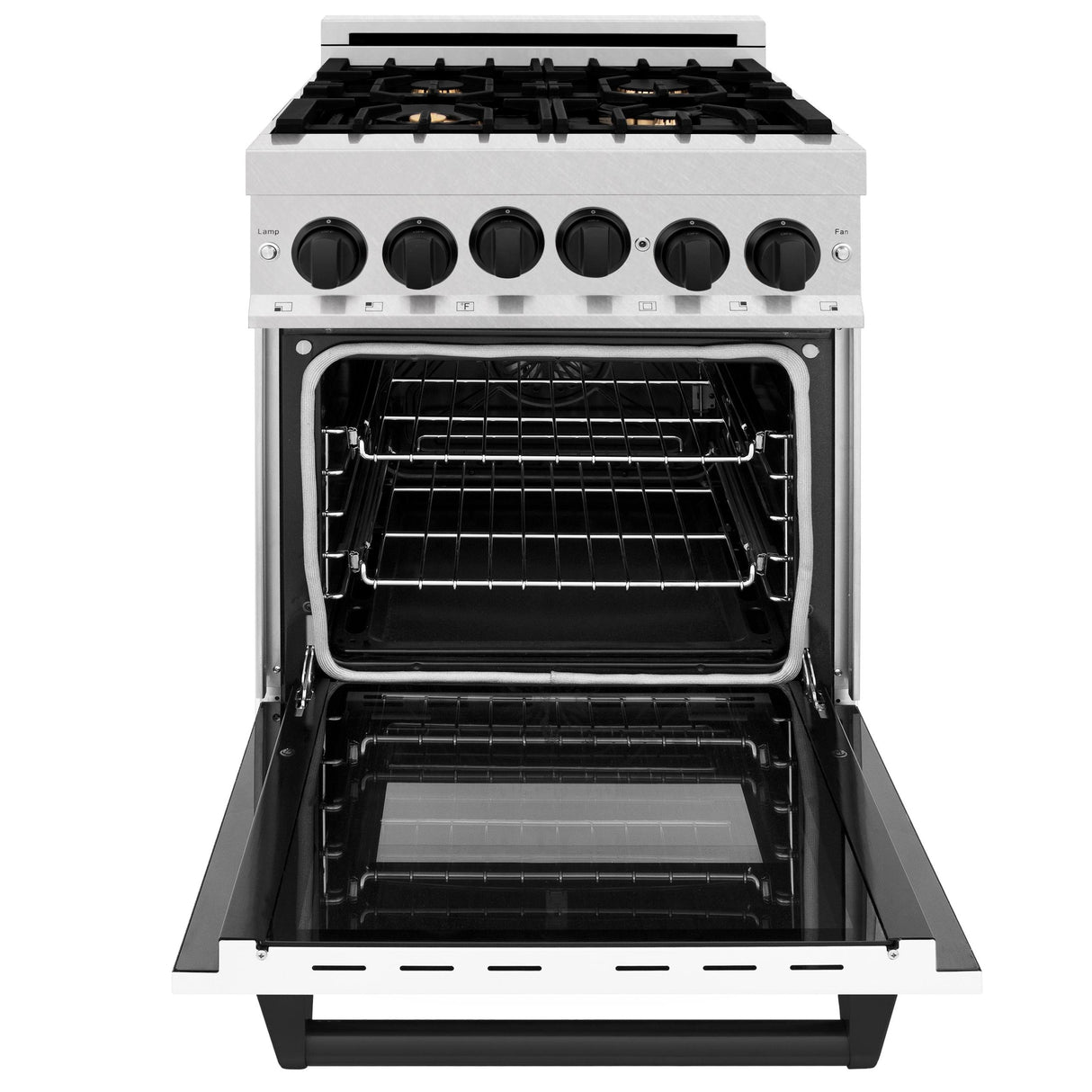ZLINE Autograph Edition 24" 2.8 cu. ft. Range with Gas Stove and Gas Oven in DuraSnow Stainless Steel with White Matte Door and Accents (RGSZ-WM-24) [Color: Gold]