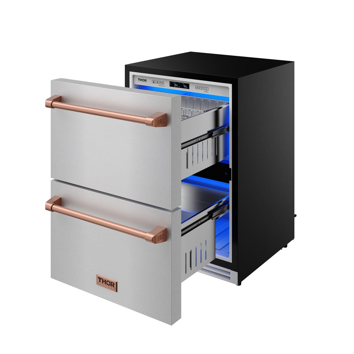 24 Inch Undercounter Built-in or Freestanding Drawer Refrigerator - Stainless Steel/rose Gold  Gordon Ramsay Series