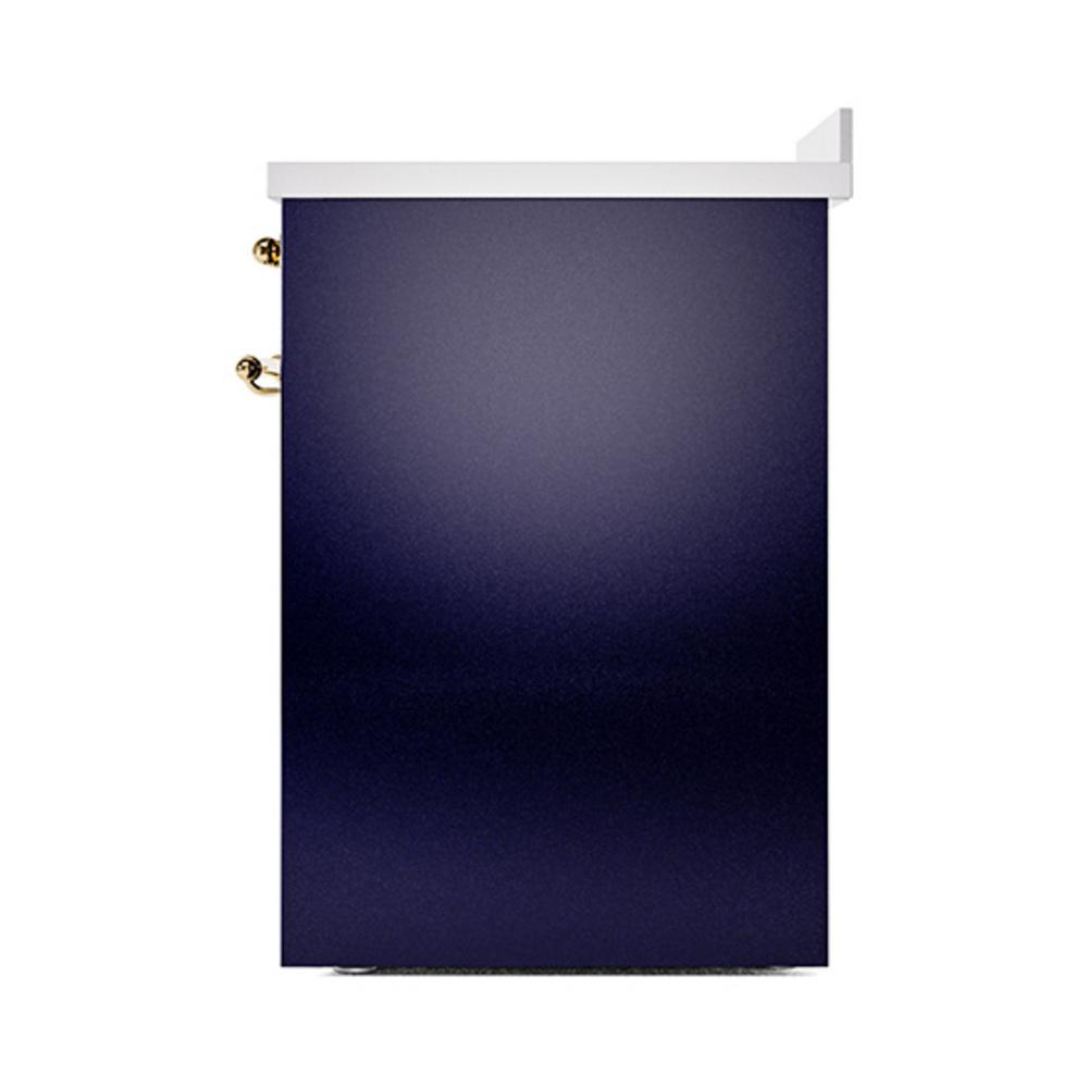 ILVE UNI304QNMPMBG Nostalgie II Noblesse 30 inch Induction Range (Solid Door, Midnight Blue, Brass)