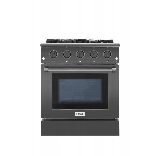 30 Inch Professional Gas Range In Black Stainless Steel
