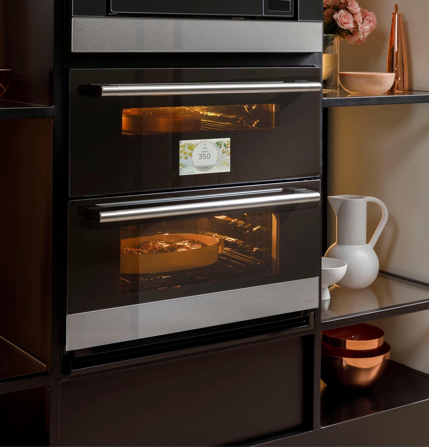 Café™ 30" Duo Smart Single Wall Oven in Platinum Glass