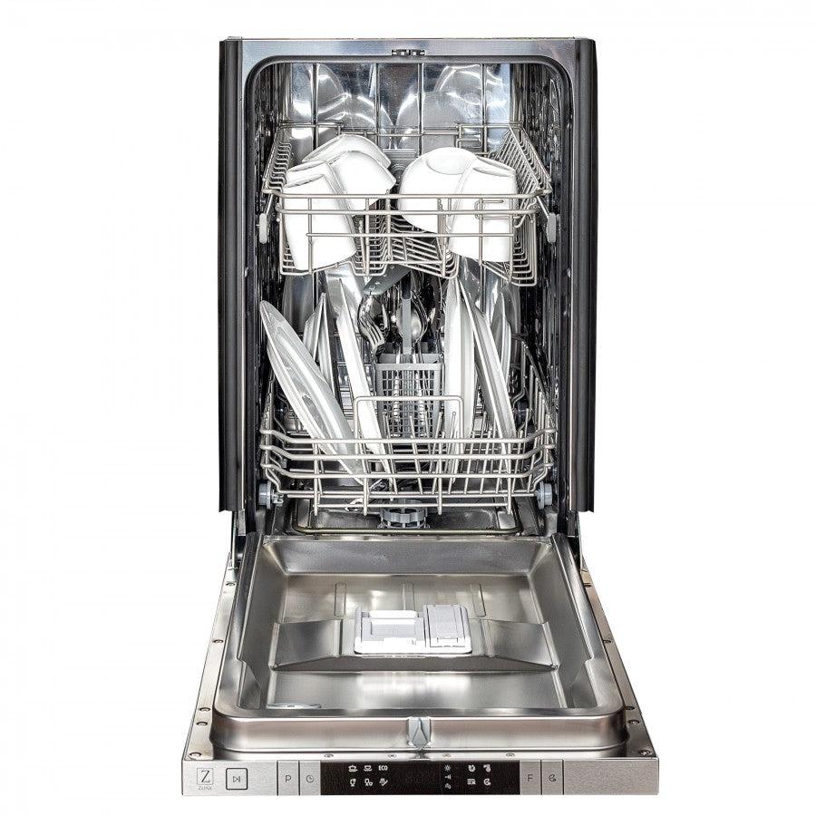 ZLINE 18 in. Compact Top Control Dishwasher with Stainless Steel Tub and Traditional Handle, 52dBa (DW-18) [Color: Black Stainless Steel]