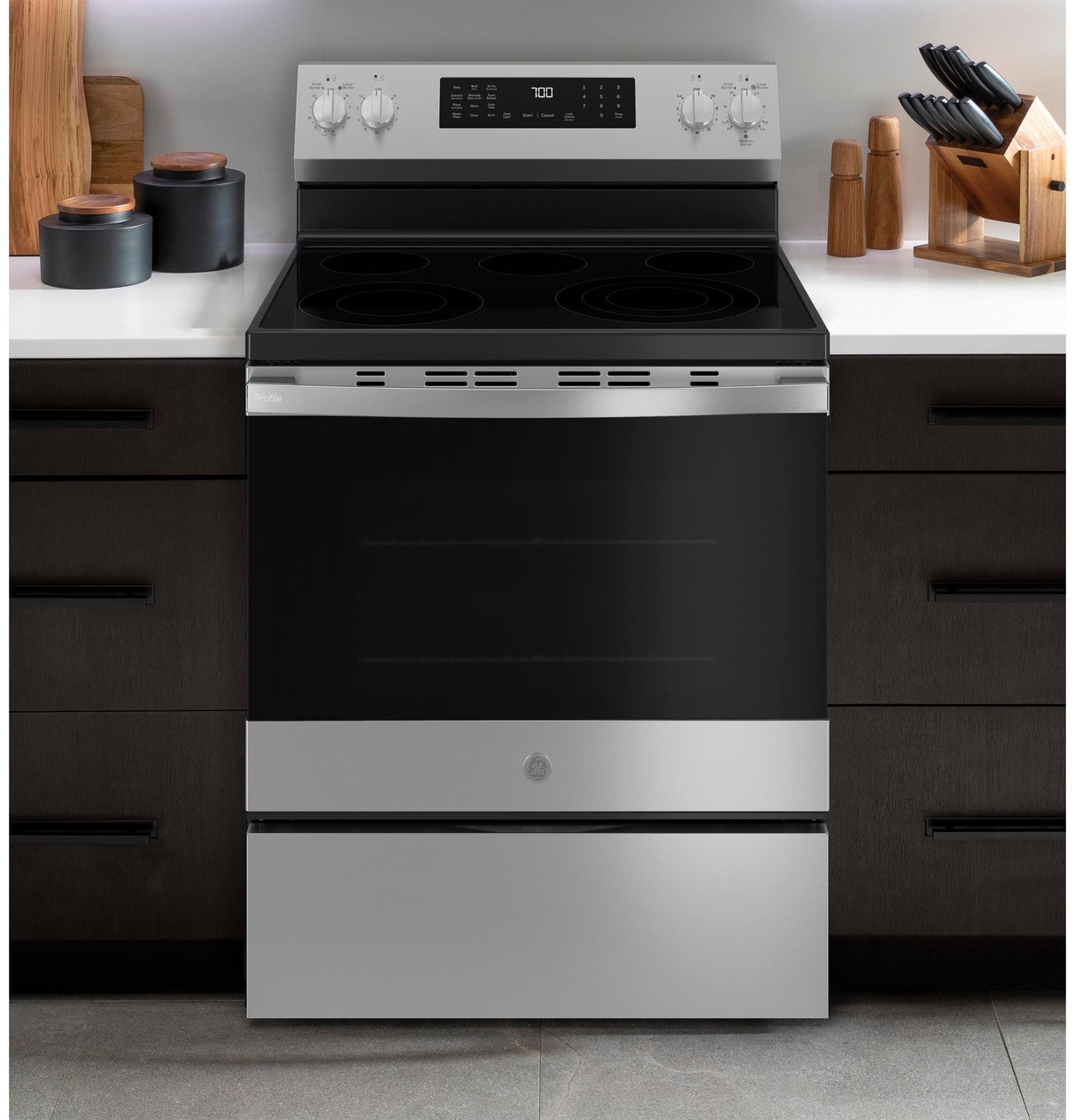 GE Profile™ ENERGY STAR® 30" Smart Free-Standing Electric Convection Range with No Preheat Air Fry and EasyWash™ Oven Tray