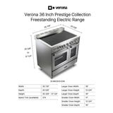 Verona VPFSEE365DSS 36 inch Prestige Series Freestanding Double Oven Electric Range with 5 Elements, 3.5 cu. ft. Total Oven Capacity, European Convection (Stainless Steel)