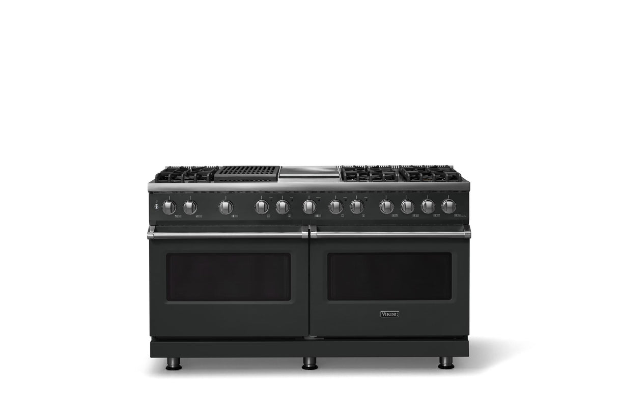 60"W.Dual Fuel Range (Finish: Antique Bronze, Trim: Polished Chrome, Fuel: Propane)