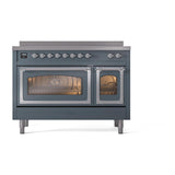 ILVE UNI486NMPBGC Nostalgie II Noblesse 48 inch Induction Range (Triple Glass Door, Blue Grey, Chrome)