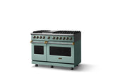 48"W. Dual Fuel Range (Burner: 6g, Finish: Splash, Trim: Brushed Brass, Fuel: Natural Gas)