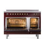 ILVE UNI486QNMPBUB Nostalgie II Noblesse 48 inch Induction Range (Solid Door, Burgundy, Burnished)