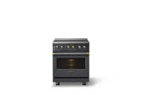 30"W. Induction Range (Finish: Cast Black, Trim: Brushed Brass)