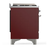 ILVE UM60FQNR3BUC Majestic III 60 inch Dual Fuel Range with 9 Burners and Griddle, Dual Function Burner up to 25,000 BTU (Natural Gas, Solid Door, Burgundy, Chrome)