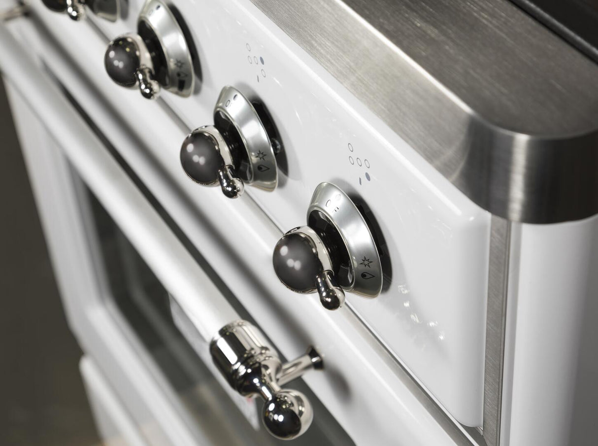 Majestic II 30 Inch Dual Fuel Natural Gas Freestanding Range in White with Chrome Trim