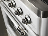 Majestic II 30 Inch Dual Fuel Natural Gas Freestanding Range in White with Chrome Trim