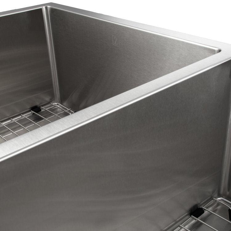ZLINE 33 in. Chamonix Undermount Double Bowl Stainless Steel Kitchen Sink with Bottom Grid (SR60D-33)