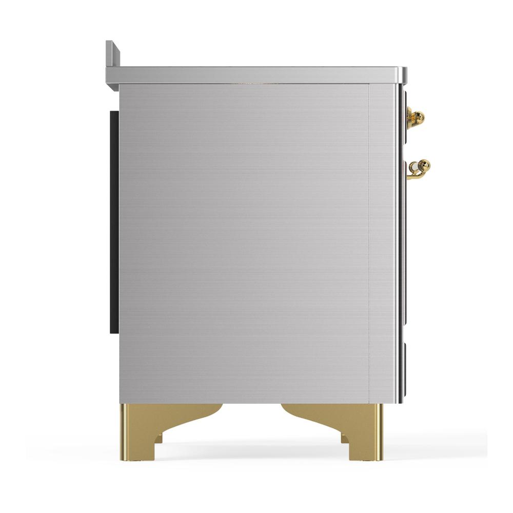 ILVE UMIB48NR3SSG Majestic III 48 inch Induction Range with 6 Elements, 5.02 cu. ft. Total Oven Capacity (Triple Glass Door, Stainless Steel, Brass)