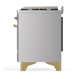 ILVE UM48FNR3SSG Majestic III 48 inch Dual Fuel Range with 8 Burners and Griddle, Dual Function Burner up to 25,000 BTU (Natural Gas, Triple Glass Door, Stainless Steel, Brass)