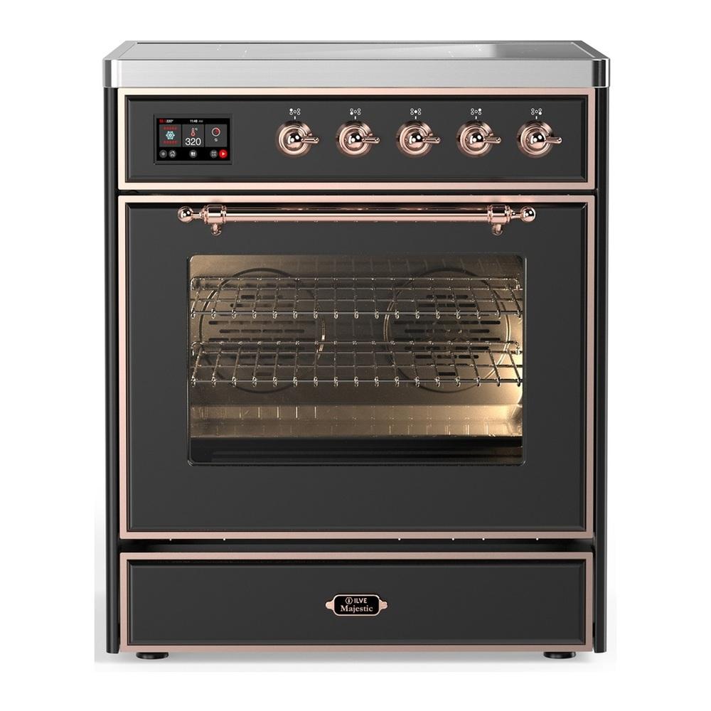 ILVE UMIB30NR3MGP Majestic III 30 inch Induction Range with 4 Elements, 4 cu. ft. Oven Capacity (Triple Glass Door, Graphite Matte, Copper)