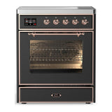 ILVE UMIB30NR3MGP Majestic III 30 inch Induction Range with 4 Elements, 4 cu. ft. Oven Capacity (Triple Glass Door, Graphite Matte, Copper)